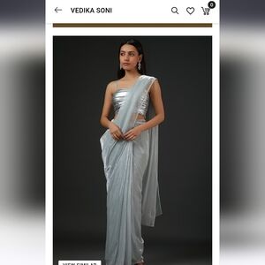 Silver saree Vedika Soni NWT new with tags